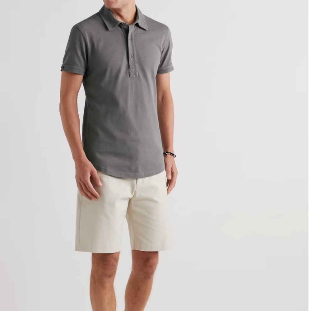 Orlebar Brown 100% merino wool Grey polo shirt medium